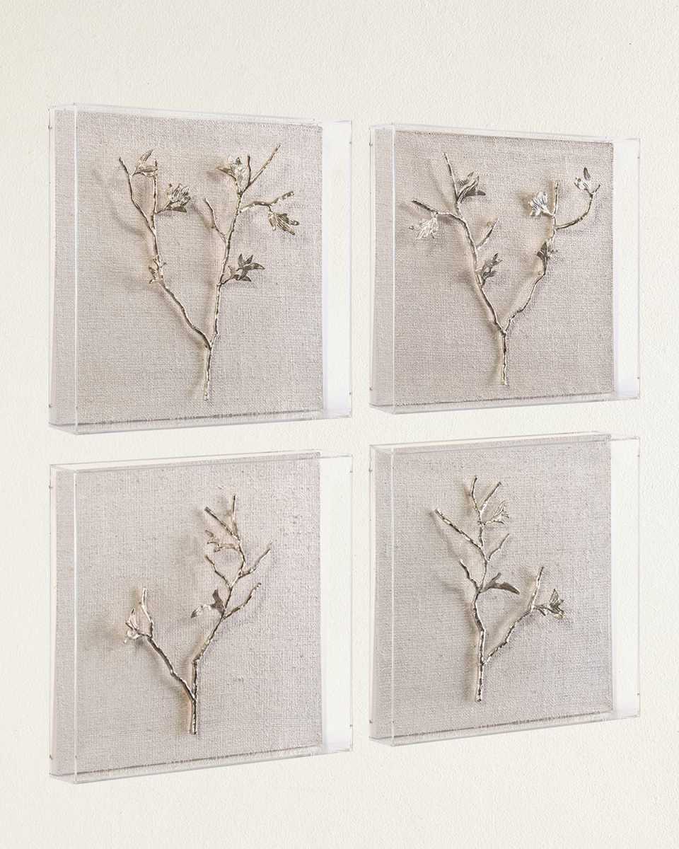 Gold Branches Metal Art, Set of 4